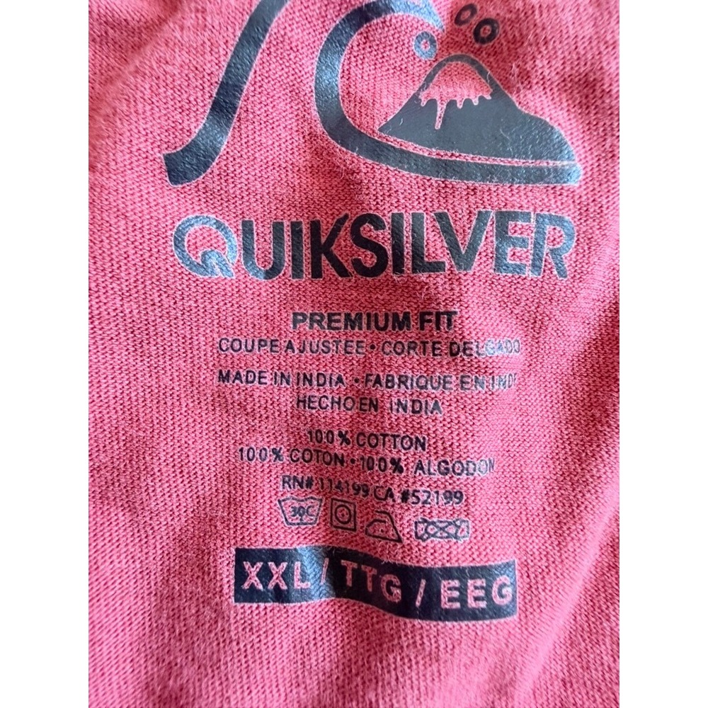 Quiksilver Mens XXL Red Graphic T-Shirt Premium Fit Cotton Surf Tee Logo Circle - Picture 6 of 6